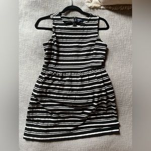 Madewell Black & Cream Striped Knit Skater Dress